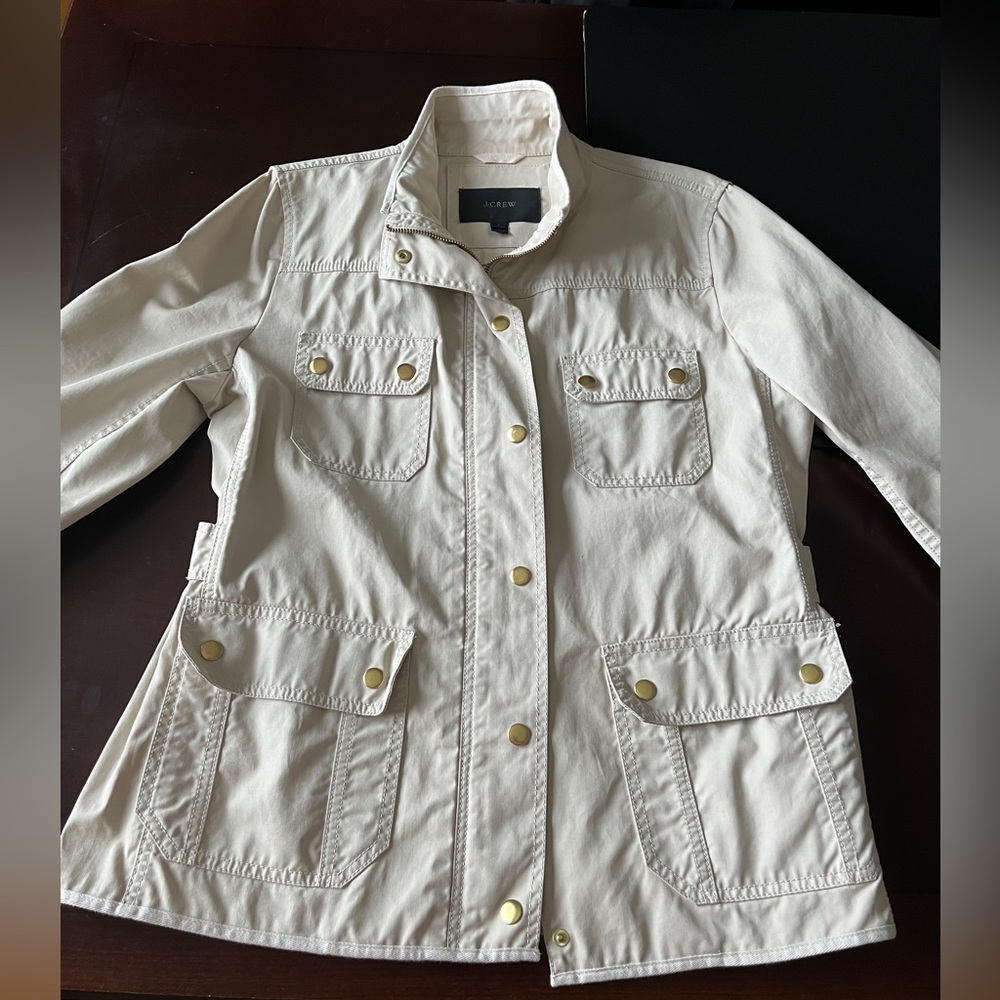 J Crew Beige Downtown Field Jacket Cotton Womens Size Medium